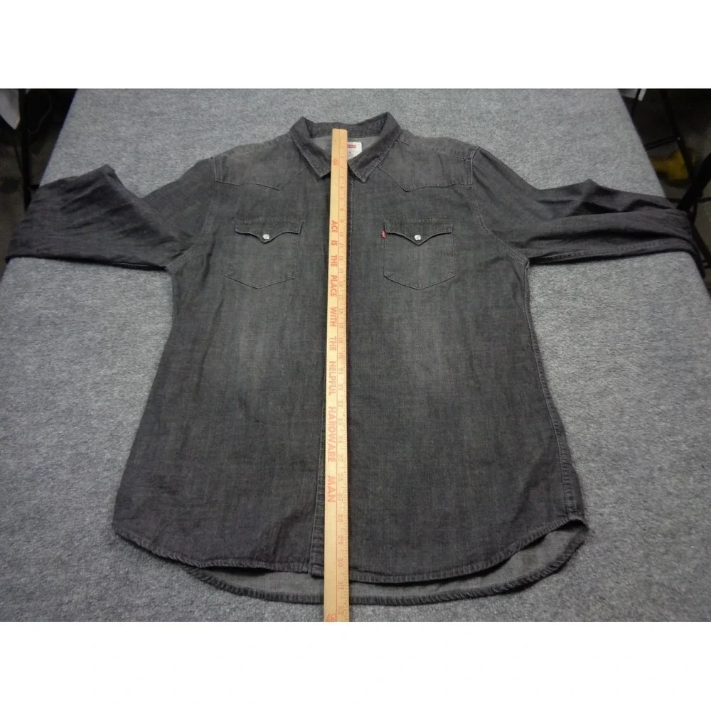 Levi's Western Denim Shirt Black Mens Size 2XL Pearl Snap Button Long Sleeve